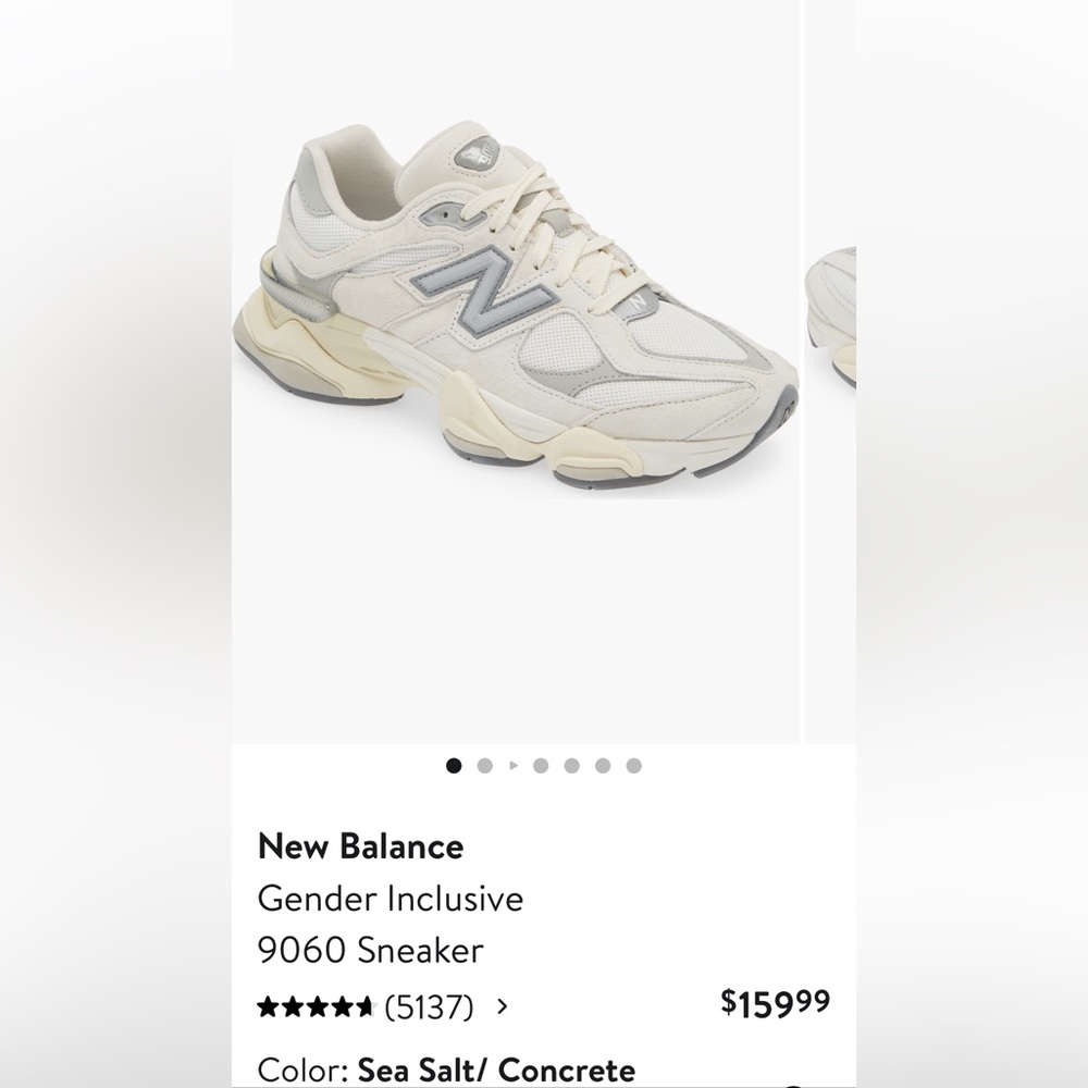 New Balance Cream and Gray Women's Sneakers - Picture 2 of 7
